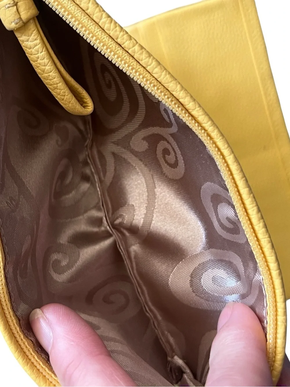 Brighton Nolita yellow pebbled leather wallet silver hardware magnetic closure